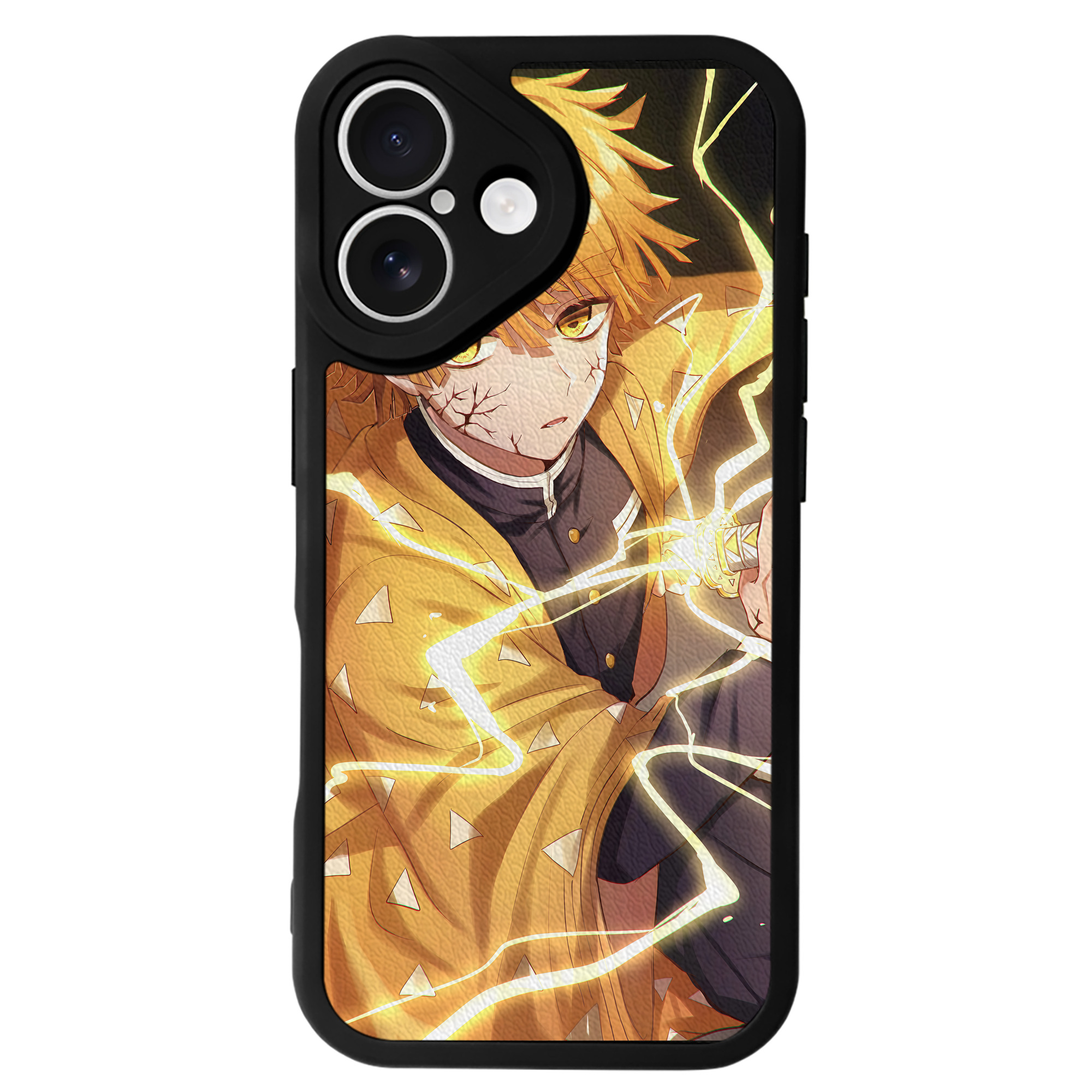 （画像用） 鬼滅の刃（きめつのやいば）我妻 善逸／あがつま ぜんいつ Agatsuma Zenitsu 【iPhone 16シリーズ対応】シリコンスマホケース（レザー調） 材質：シリコン